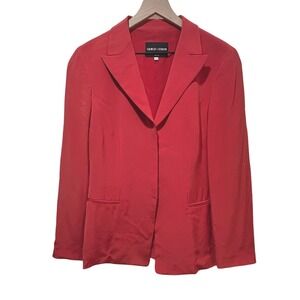 Giorgio Armani 100% Silk Red Blazer‎ Made In Italy Women Size 44 Luxury Tailored